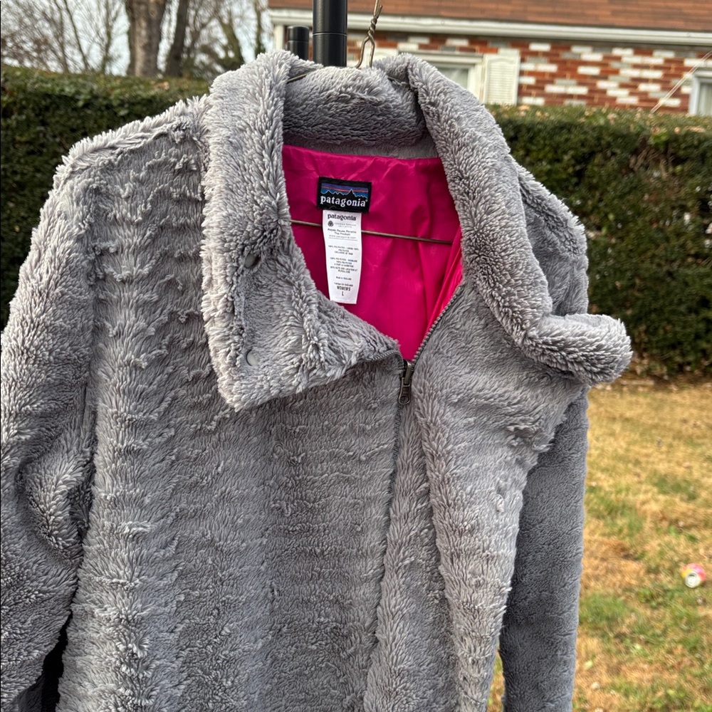 Patagonia Gray Teddy Jacket with Pink Lining size L womens - Picture 10 of 12
